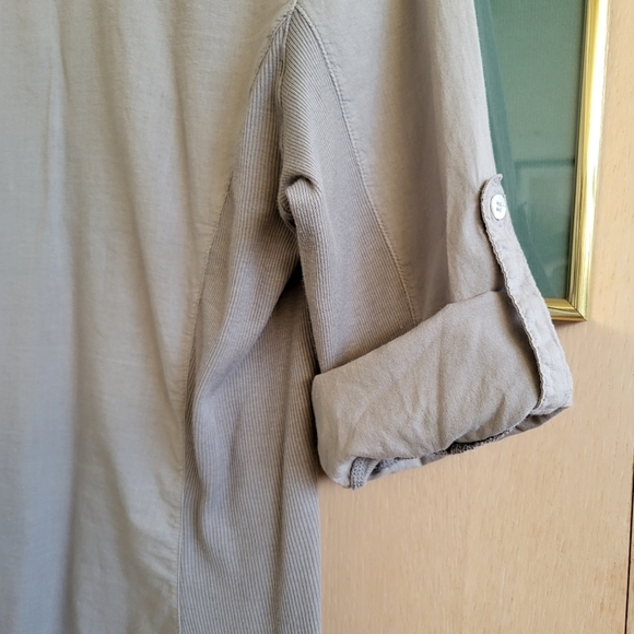 Sheer Silt color Slub Side Panel Shirt button up - Picture 3 of 15